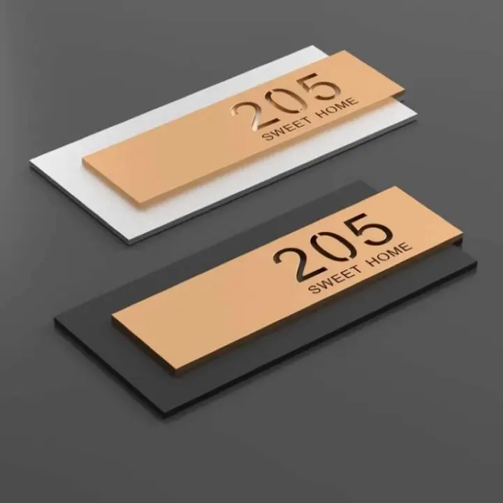 Placa de puerta moderna personalizada, número de casa cortado en 3D, dirección de calle, letras de casa para casas, hoteles, villas, oficinas, bares y - 1