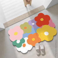 Alfombra absorbente para baño, barro de diatomeas suave, flores frescas, alfombra de puerta de entrada irregular, alfombra antideslizante para puerta de baño - details 2