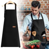 Delantal ajustable con pechera impermeable, resistente a las manchas, con dos bolsillos, para Chef de cocina, hornear, barbacoa, accesorios para equipos - details 14