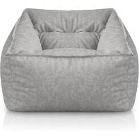 Reposapiés Salon de Lujo - [50x40x30 cm] Sofá Puf de Diseño con Relleno Incluido para Escritorio u Oficina - Taburete Bean Bag Silla Grande en Cuero Sintético Beige - details 7