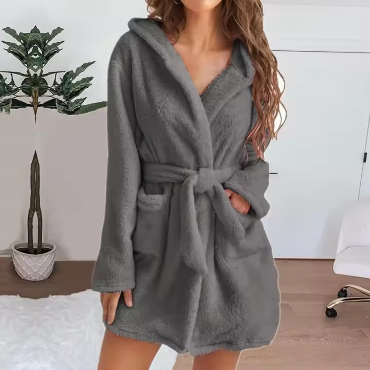 Albornoz con capucha absorbente para hombre y mujer, traje de baño, albornoz, suave, regalo, 100% 4 - 1