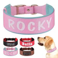 Collar ancho personalizado perros, collares acolchados nailon identificación mascotas, collar nombre de con estampado gratuito - details 3