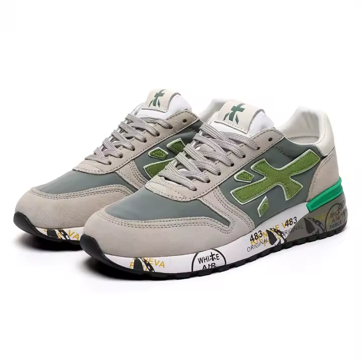 Moda nuevos zapatos masculinos con zapatillas deportivas casuales de cuero retro transpirables de suela gruesa - 1