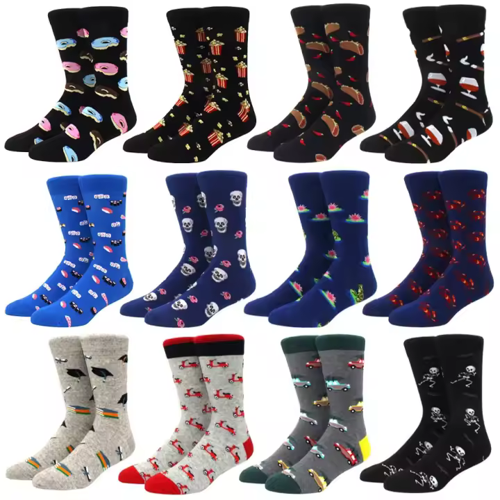 Calcetines casuales de moda de alta calidad para hombres, Dibujos animados, Serie de carritos de comida, divertidos - 1
