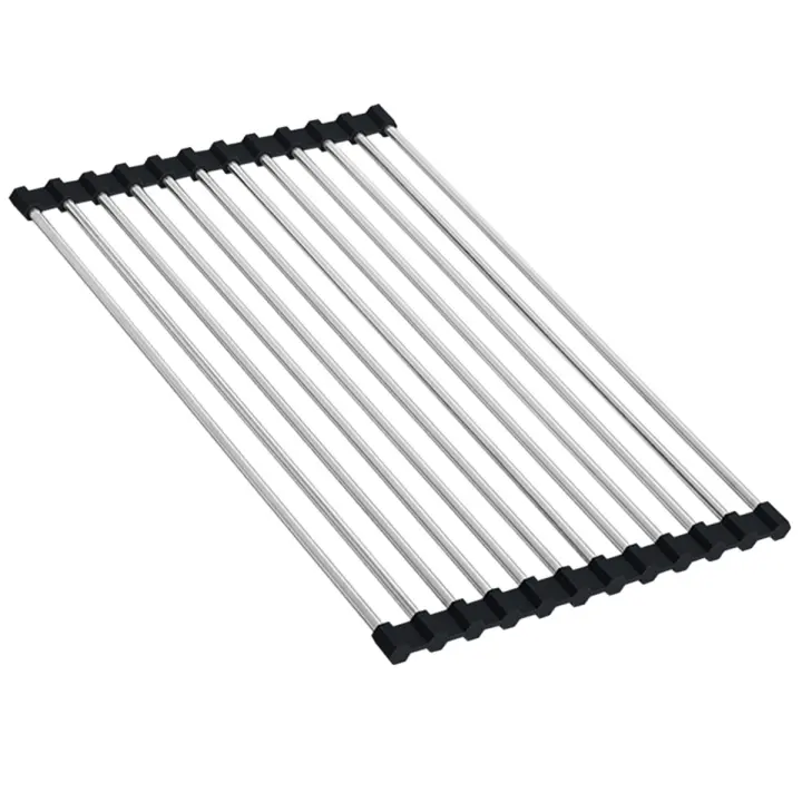 Estante de secado de agua, escurridor de acero inoxidable para fregadero de cocina - 1