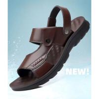 Sandalias de cuero suave de verano para hombre, sandalias antideslizantes informales con punta abierta para exteriores, sandalias deportivas cómodas para playa - details 1
