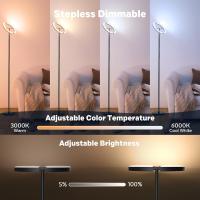 Lámpara de Pie LED Regulable, Lampara de Pie Salon con Distancia & Táctil, 4 Temperaturas de Color, 1300LM, Lámpara de Lectura Moderna para Salón, Dormitorio y Oficina, 20W, Negra - details 15