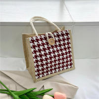 Bolso de niña tejido nuevo bolso, bolso bento simple a rayas 2025 nuevo bolso pequeño de lino - details 6