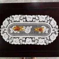 Mantel ovalado de ganchillo blanco de campo Vintage, juego de té para mesa de comedor de cocina, sala de estar, oficina, TV, armario de pared, Antip - details 2