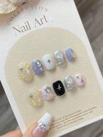 10PCS Uñas Postizas Hechas a Mano En Colores Crema Azafrán Y Amarillo Estilo Fácil Y Sencillo Para Mujeres - details 5