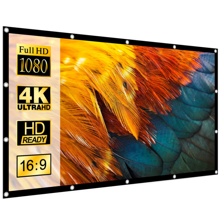 Proyector de Pantalla Plegable Portátil de 120 Pulgadas Pantalla de Proyección de Doble Cara para Jardín, Hogar y Teatro Exterior 16:9 HD