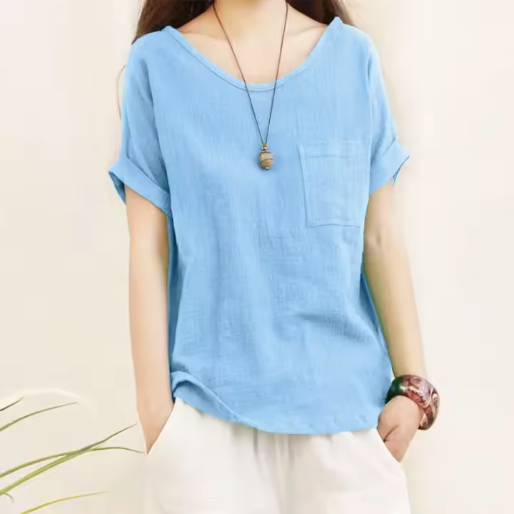 e ln a on camiseta shi T-shi con mangas para mujer, top rou ne ca, verde loo, top de verano - 1