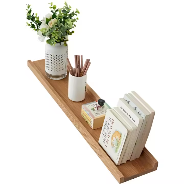 Estantería Flotante de Madera Maciza de Roble 80cm Ancho, 10cm Profundidad, 4cm Altura - 1