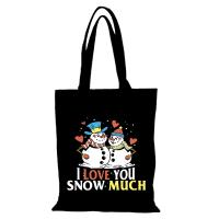 Bolso de mano para hombre, bolso de compras de lona con Feliz Navidad para mujer, regalo de Año Nuevo, bolsos de tela de dibujos animados, bolso de mano ecológico para mujer - details 8