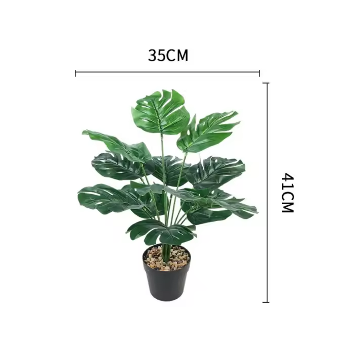 Horquillas de Palma Tropical, ramas de helecho, plantas artificiales grandes de plástico, planta falsa de tacto Real, 12-18 - 1