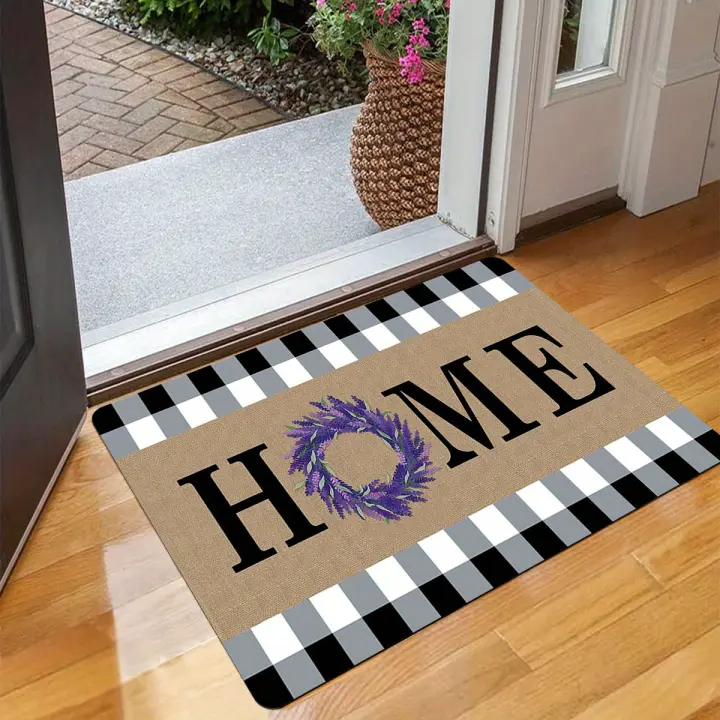 Alfombra de Entrada de Floral de Franela Ligera, Antideslizante, Resistente a Manchas 40*60cm - 1
