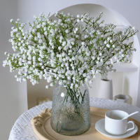 90 cabezas 52cm flores artificiales blancas boda DIY ramo decoración arreglo plástico bebés aliento flor falsa decoración del hogar - details 11
