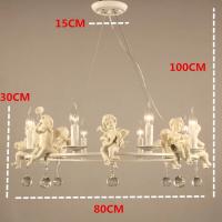 Lámpara de techo de Ángel de resina europea, luz Led para sala de estar, comedor, lámpara de techo de cristal E14, Lustre - details 6