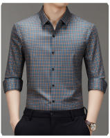 Camisa de Negocios Ligera Manga Larga de Cuadros a la Moda para Hombres Resistente a Arrugas - details 2