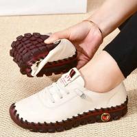 Zapatillas De deporte Mocasines De cuero para Mujer Cómodos Slip on Hand SeThread Mom Shoes atillas De Mujer - details 1