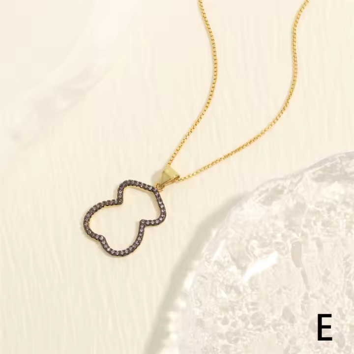 1 colgante de cuello S925 en forma de oso de plata, legal con circonitas goteadas Elegante, simple y de moda - 1