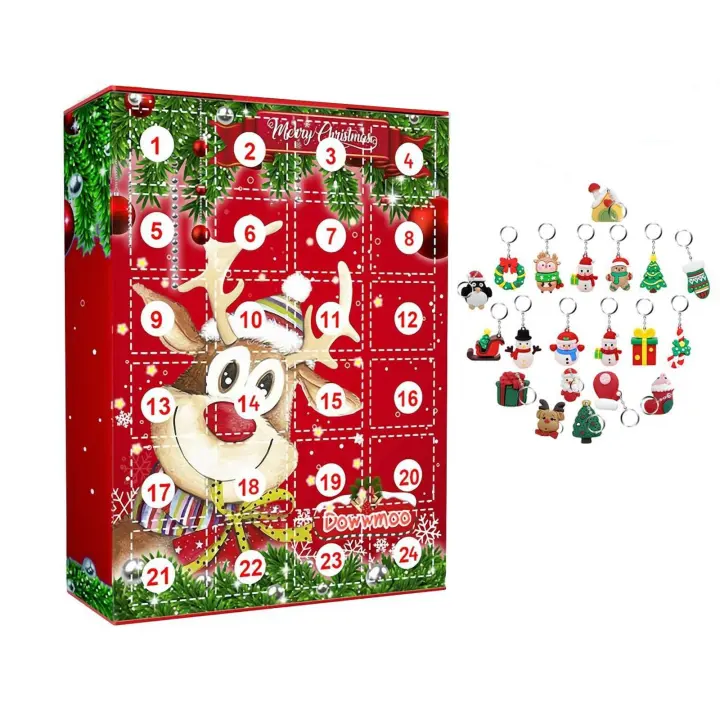 Calendario Adviento Navidad 2024,Caja ciega de llavero navideño, juguete de regalo navideño para niños - 1