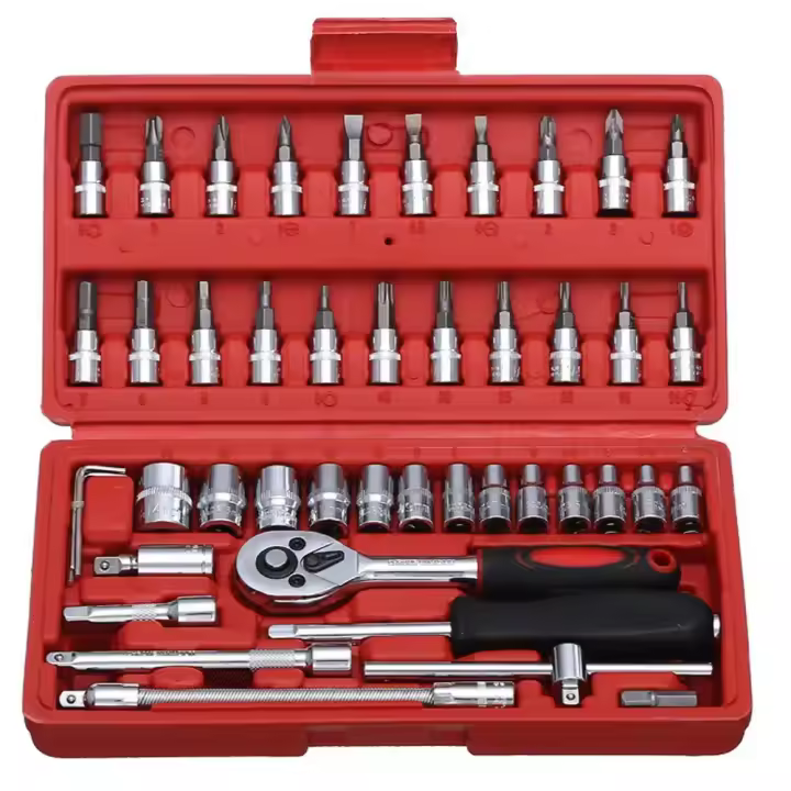 Juego de llaves de trinquete para coche, Kit de manga para motocicleta, herramientas de reparación de bicicletas, combinación de - 1