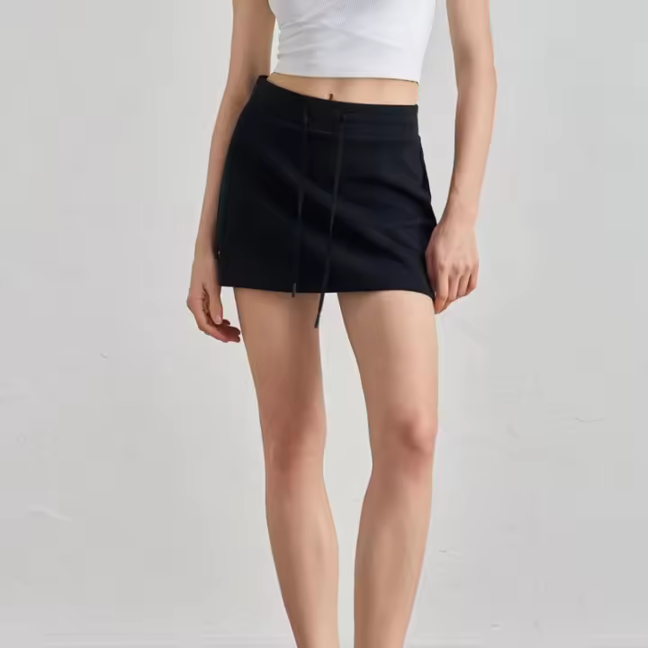 Falda de cintura alta con cordón ajustable, minifalda deportiva informal para mujer, pantalones cortos, falda de tenis para fitness - 1
