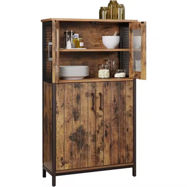 Estante Ajustable para Baño Estilo Industrial Rústico y Negro Ideal para Salón y Cocina - 1