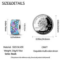 Encantos de Plumas de Plata Esterlina S925 para Mujeres Regalo de Joyería Fina para Cumpleaños Ajustables a Pulseras Originales de 3mm DIY con Zirconia - details 11