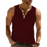 Camiseta informal sin mangas de colores contrastantes para hombre, camiseta básica elástica sin mangas, chaleco de playa, verano 2025 - details 0