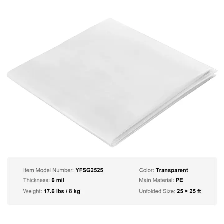 SucceBuy Láminas de plástico para invernadero, película transparente para invernadero de 6 mil de espesor, película de polietileno resistente a los rayos UV durante 4 años, ideal para jardinería, agricultura - 1