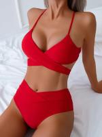 Bikinis de Cintura Alta 2025 Traje de Baño Cruzado con Tiras para Mujer - details 1