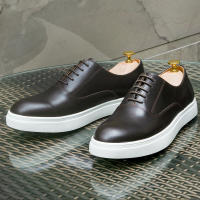 Zapatos casuales de cuero para hombre, zapatos de hombre de moda versátiles con cordones de piel de vaca. - details 1