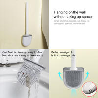 Cepillo de Inodoro de Silicona con Soporte Montado en la Pared Accesorios de Baño Cepillo de Limpieza Suave para el Baño Herramienta de Limpieza Recyclable Mango de Plástico - details 5