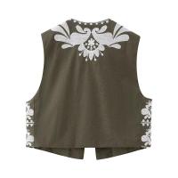 BUNO-2025 Chaleco corto con bordado Floral Vintage para mujer, chaqueta, chalecos de estilo nacional para mujer, chaleco informal elegante, Tops - details 11