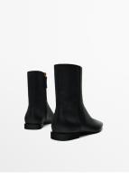 Nuevas botas cortas de cabeza cuadrada de cuero negro Botines Chelsea planos Botines - details 3