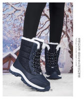 Zapatos de algodón de tubo de invierno, botas largas negras para mujer, botas de nieve cálidas y de forro polar grueso para exteriores, talla grande 42 para mujer - details 14