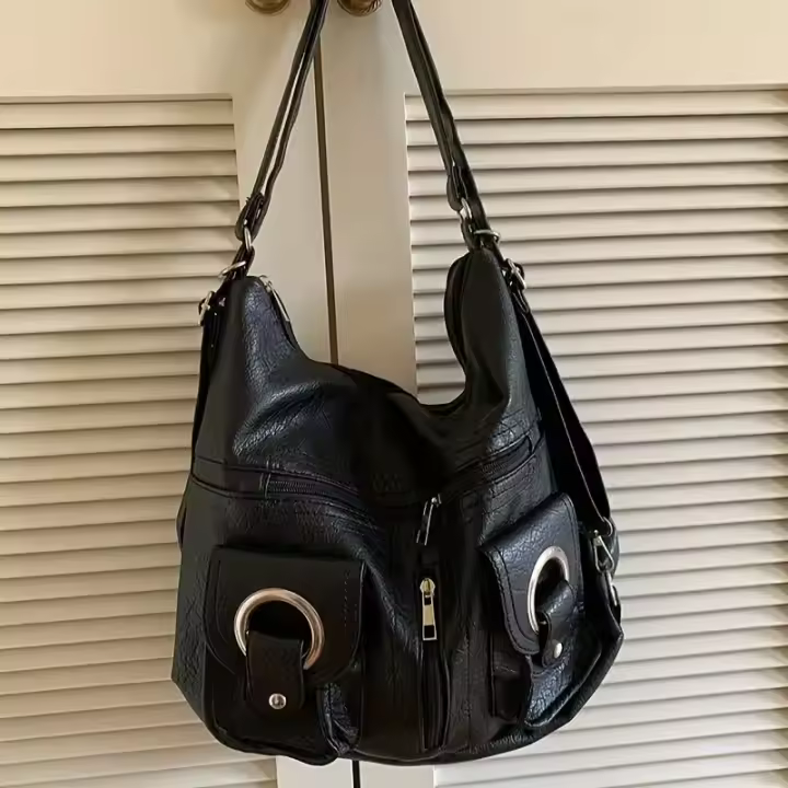 Bolso Tote con Bolsillo de Cremallera Estilo Coreano Sencillo Bolso de Hombro Grande para Mujeres - 1