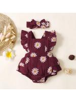 Verano recién nacido bebé niñas de 0 a 18 meses mameluco estampado de girasol sin mangas lindo mono de una pieza para niños - details 7