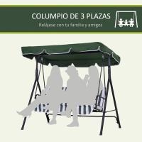 Columpio de Jardín de 3 Plazas Balance Exterior con Techo Ajustable y Marco de Acero Carga de 200kg - details 4