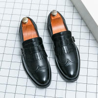 Zapatos formales de negocios para hombres, borla de empalme de un solo botón, Retro, moda juvenil, diario, oficina, banquete, novio, boda - details 5