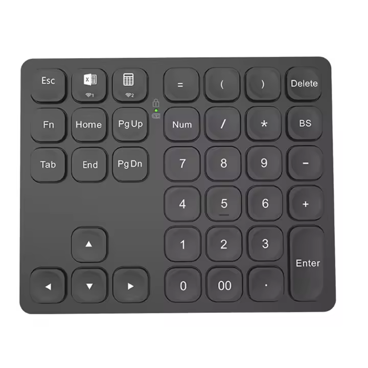 Teclado numérico Bluetooth Dual, teclado Digital recargable inalámbrico para PC, portátil, Windows, negro - 1