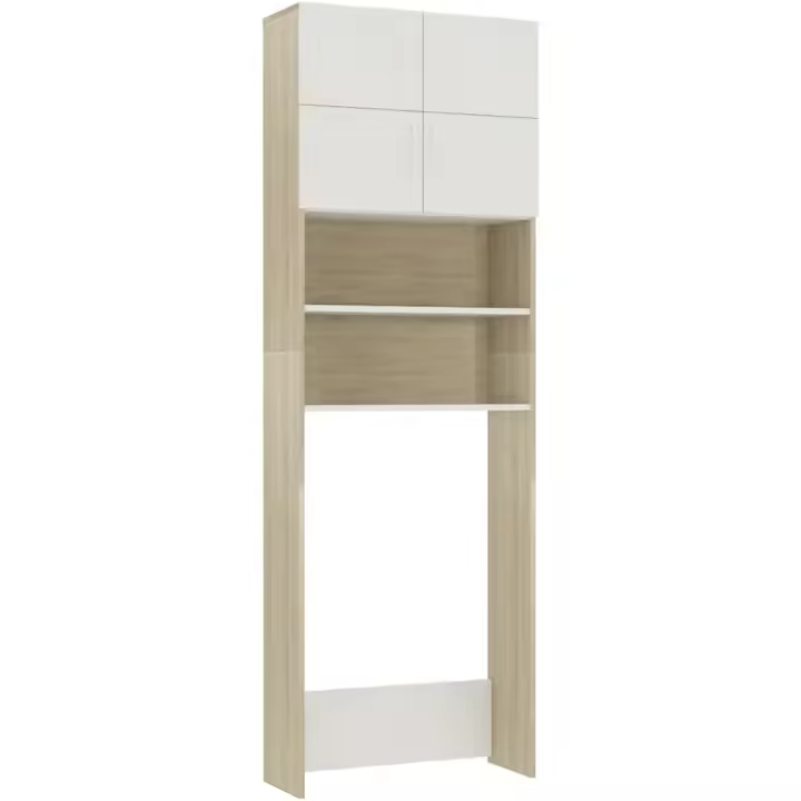 vidaXL Armario de Baño Mueble Lavadora Estante Aseo Colada Inodoro Ducha WC Bañero Almacenamiento Mobiliario Gris Sonoma 64x25,5x190 cm - 1