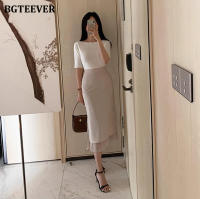 BGTEEVER Chic Elegant High Waist Ladies Solid Mermaid Skirts Spring Summer Fashion Ladies Slim Package Hip Mid-Length Skirts - details 3