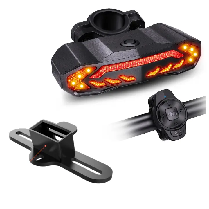 Anchtek-luz trasera inteligente para bicicleta, con intermitentes, Sensor de freno, Control remoto inalámbrico, alarma - 1