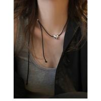Collar Colgante Corazón de Plata, Negro de una sola cadena, Collares de Mujer, Collares de Cuello y Punto, Joyería y Bisutería - details 24