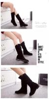 Nuevas botas de media pantorrilla de otoño e invierno para mujer, botas de caballero informales de tacón bajo con punta redonda para mujer, botas de mujer de terciopelo mate - details 35