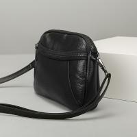Bolso Cruzado de Cuero Genuino para Mujer Color Sólido, Mini Bolso de Hombro a la Moda con Doble Cremallera, Correa Desmontable, Forro de Poliéster - details 13