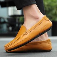 Mocasines transpirables de cuero genuino, mocasines informales, zapatos de cuero para hombres, zapatos planos formales de conducción italiana - details 19